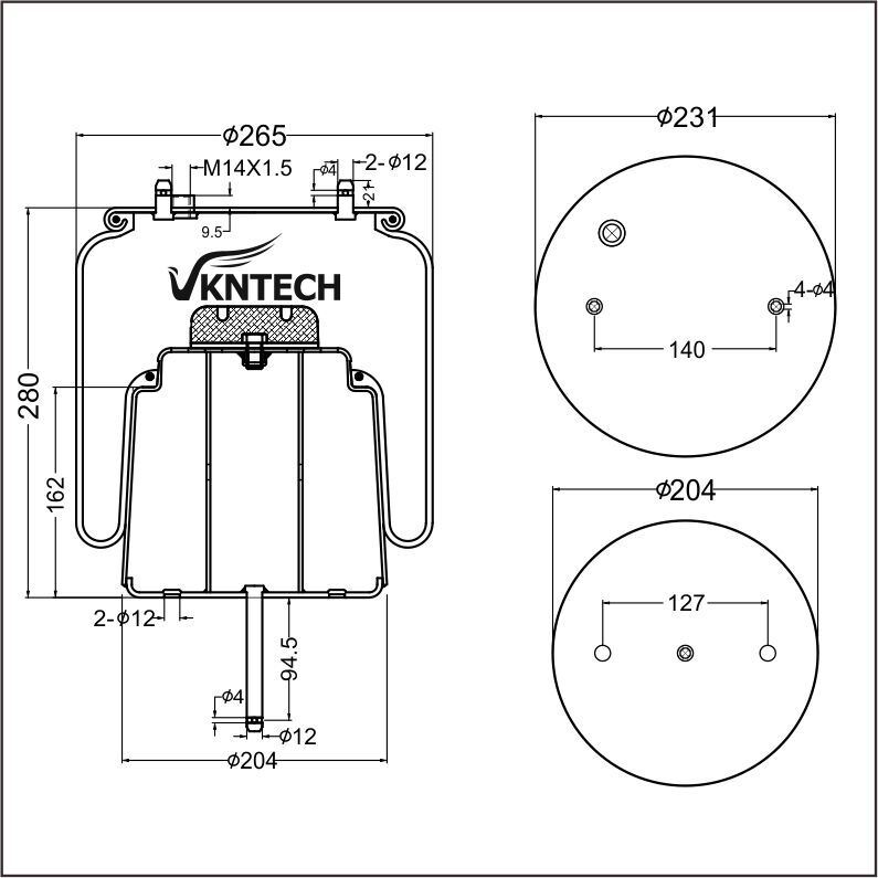 AIR SPRING SCANIA 1440306 442678 1440859  Firestone W01-095-0481 1T15LR-4  Goodyear 556028566 REPLACE BY VKNTECH 1K0481