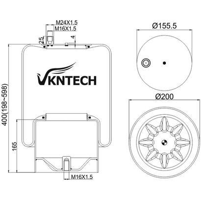 LKW-Luftfeder für MERCEDES BENZ A 942.320.51.21 Contitech 4390NP24 Ersatz durch VKNTECH 1K4124 MERCEDES BENZ A 942.320.51.21 Contitech 4390NP24