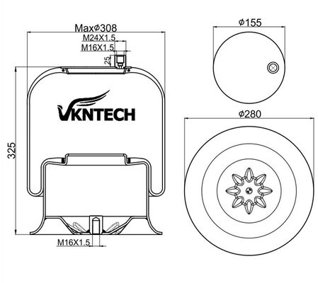 LKW-Luftfeder für MERCEDES BENZ A 974.320.04Eine.17 A 946.320.04.17 Contitech 4757NP09 Dunlop D13T02 Goodyear 9520 CF Gomma 1VSC30026 206786 durch VKNTECH 1K4757-3 ersetzt