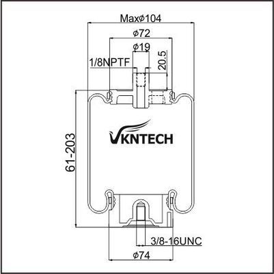 KABINE AIR SPRING NAVISTAR LINK LTD 1102-0026 ((NAV.) Firestone W02-358-7079 durch VKNTECH 1S7079 ersetzt